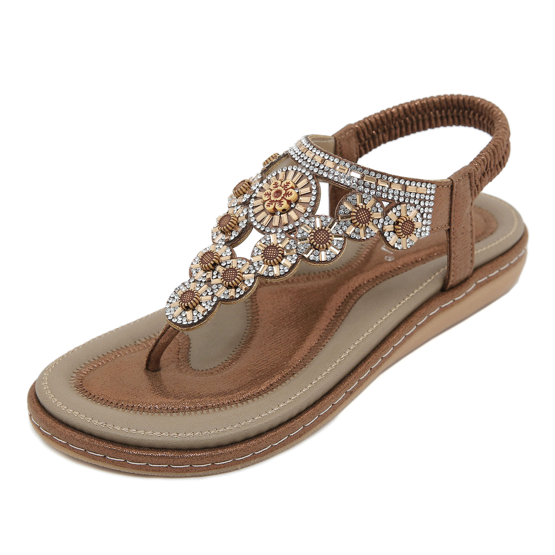 W676-7 nuevo verano 2025 transfronterizo europeo y americano chanclas planas diamantes de imitación cómodas sandalias de playa de playa mujeres