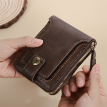 跨境男士钱包短款复古时尚多卡位大容量钱夹亚马逊爆款零钱拉链包