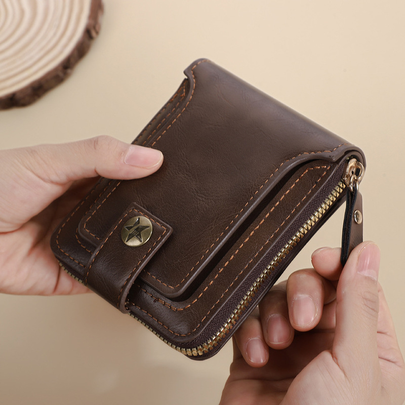 Cross-Border Men's Wallet Short Retro Fashion Multi-Card Slot Large Capacity Wallet Amazon Popular Coin Zipper Bag Cross-Border Men's Wallet Short Retro Fashion Multi-Card Slot Large Capacity Wallet Amazon Popular Coin Zipper Bag