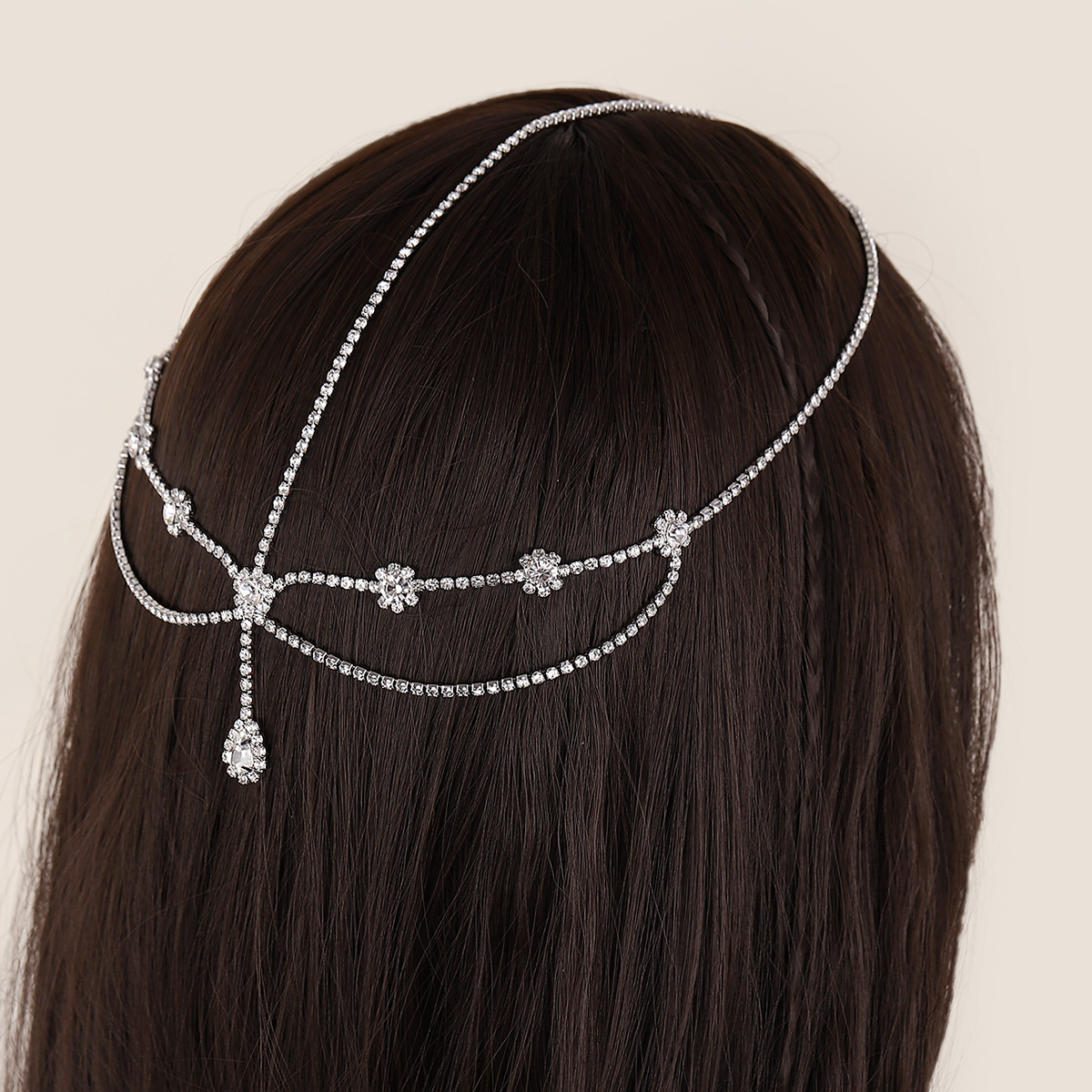 Tocado de cristal exótico frente decoración ceja colgante garra cadena flash diamante cadena traje antiguo Hanfu atmósfera sensación de frío accesorios para el cabello