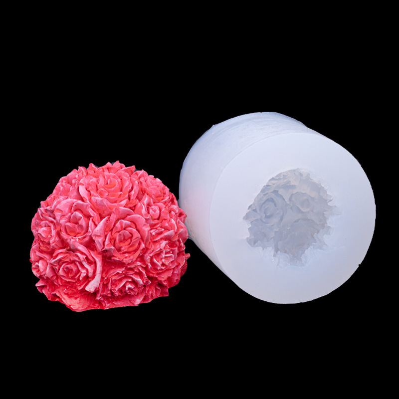 Molde de vela con forma de bola de rosa grande y pequeña Molde de yeso de aromaterapia de vela hecha a mano Decoración de pastel de fondant