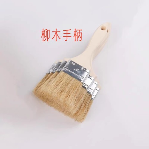 High-grade bristle paint brush, high temperature resistant pure pig hair barbecue brush, wooden handle, long hair dust sweeper, industrial machine cleaning brush