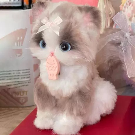新款兔毛扭扭棒小猫创意手工DIY材料桌面摆件布偶猫送女友礼物|undefined