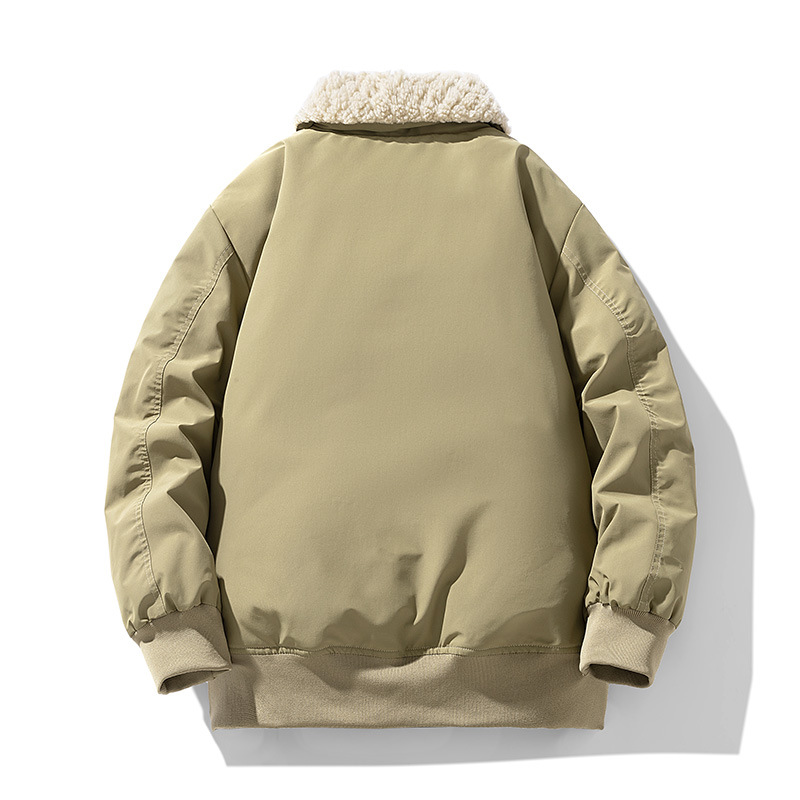 SENTINEL WOLF CLAW DOWN COTTON-PADDED JACKET MENS WINTER 카키 COTTON-PADDED JACKET LAMB FLEECE LAPEL 남성용 따뜻한 코튼 패딩 재킷