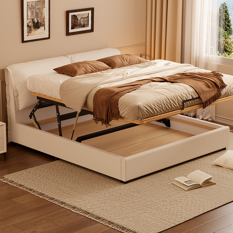Modern Simple Leather Bed Sliding Air Pressure Lift High Box Storage Bed Small Apartment Storage Box Bed Double Bed Wedding Bed Modern Simple Leather Bed Sliding Air Pressure Lift High Box Storage Bed Small Apartment Storage Box Bed Double Bed Wedding Bed