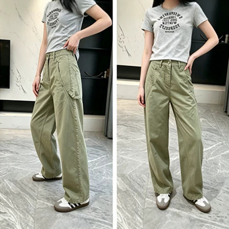 Homemade olive green work pants! Early autumn 100% cotton multi-panel deconstructed pocket curved cut loose jeans~ Homemade olive green work pants! Early autumn 100% cotton multi-panel deconstructed pocket curved cut loose jeans~