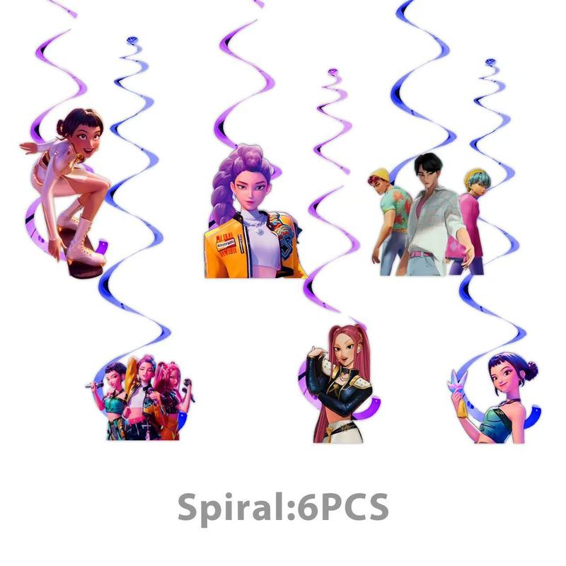 亚马逊跨境pop猎魔女团主题生日派对装饰品拉旗蛋糕插气球套装|undefined