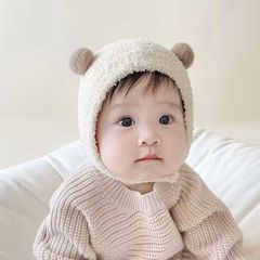 赤ちゃんの帽子新生児かわいい耳当て帽子秋冬超萌え赤ちゃんの帽子秋冬保温ぬいぐるみ帽子