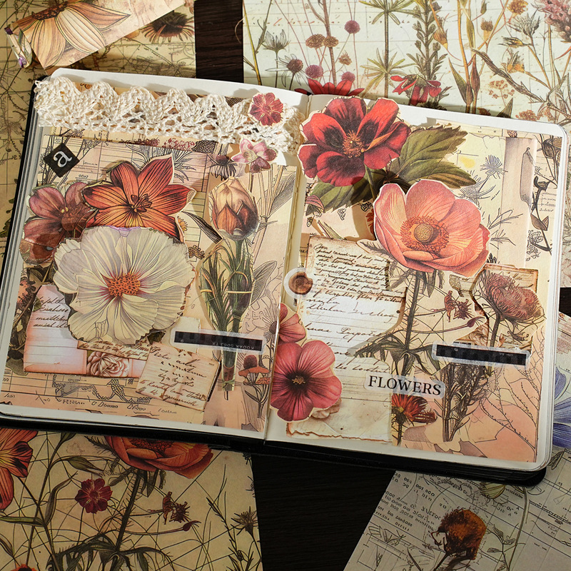 Papel de material A5 de pájaros italianos Retro hacer el viejo viento desgarrable material de decoración de tela de mano papel de fondo de mensaje de estudiante papel de material