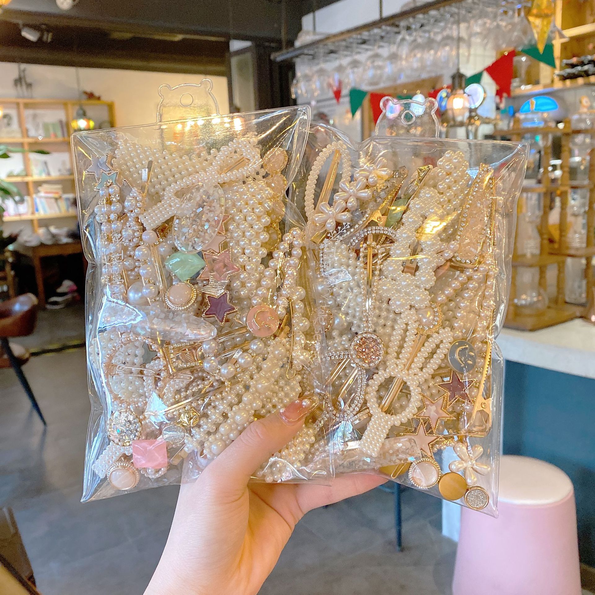 French-style temperament pearl hair clip for women, Korean one-piece side fringe clip, cute hair pin, duckbill clip, wholesale