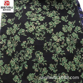 碎花织锦缎色织提花面料 金属丝高密立体提花布 欧美时尚女装布料