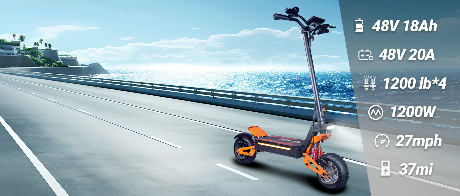 Scooter eléctrico todoterreno de 11 pulgadas 48V1200W unidad única Europa Estados Unidos Reino Unido almacén en el extranjero entrega de una pieza
