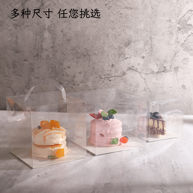 4 pulgadas 5 pulgadas caja de pastel transparente portátil para hornear queso occidental marrón azúcar perla palomitas de maíz caja de pastel 30 sets