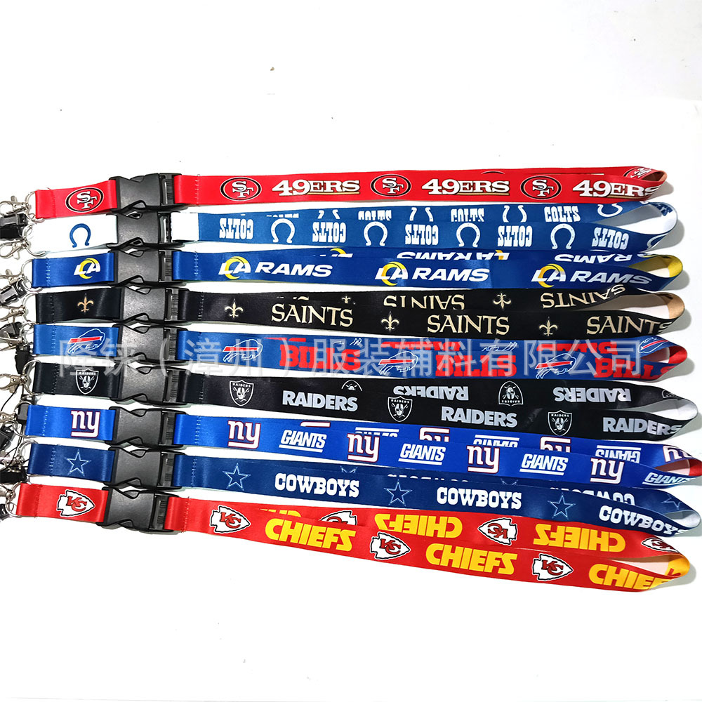 Direct Sales of Football Team Club Lanyards with Snap Clips, Heat Transfer Long Lanyards for Work Ids and Mobile Phones, Nfl Lanyards