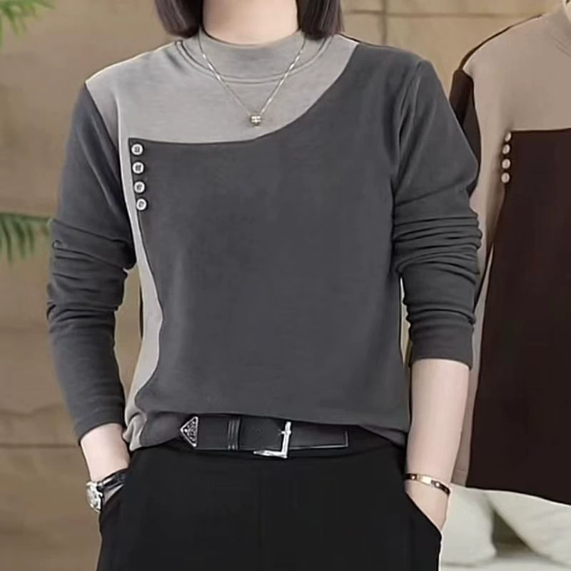 Весенне-осеннее повседневное slim fit универсальное цветное нижнее белье женский тёплый двусторонний бархат модный корейский стиль топ