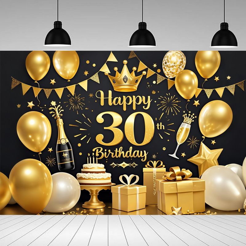 Nueva tela de fondo de feliz cumpleaños transfronteriza, carnaval de fiesta, serie principal de decoración de escenas, banner de cumpleaños