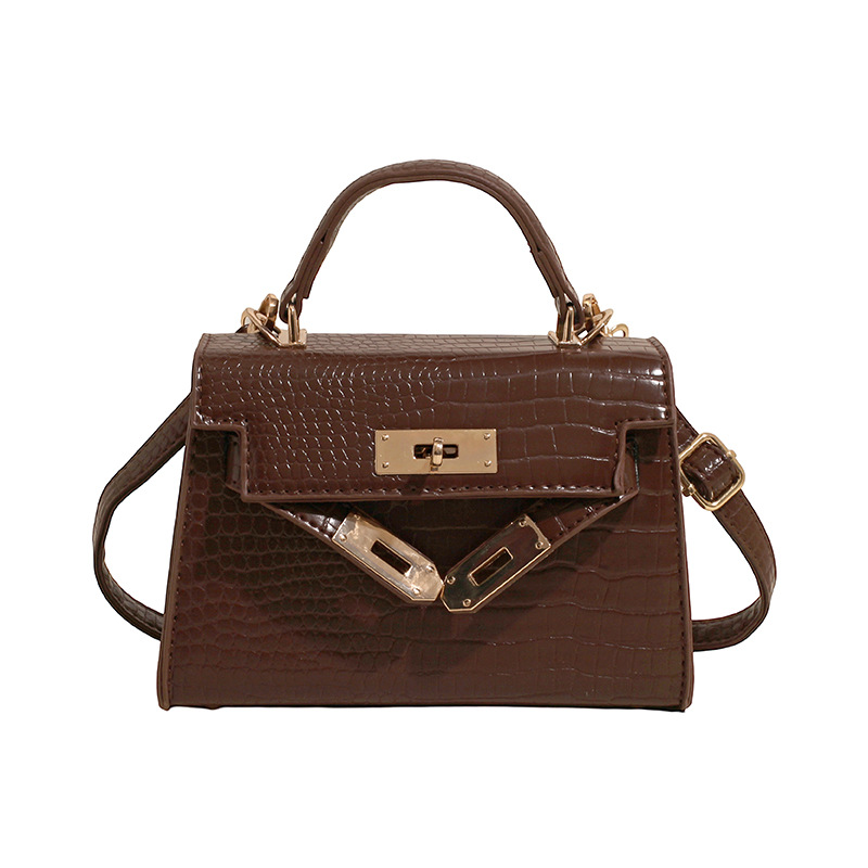 Bolso cuadrado pequeño portátil de alta gama para mujer 2025 nuevo patrón de cocodrilo platino Kelly bolso bandolera de moda