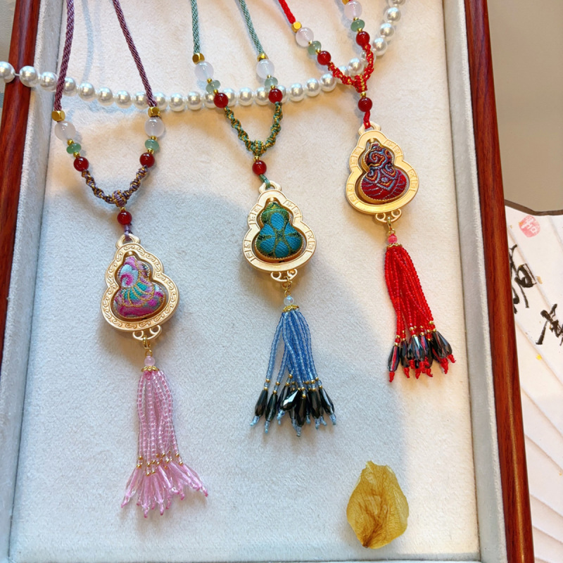 【成品】纯手工新旋转葫芦挂件古风礼品福袋挂饰平安符宋锦项链款|undefined