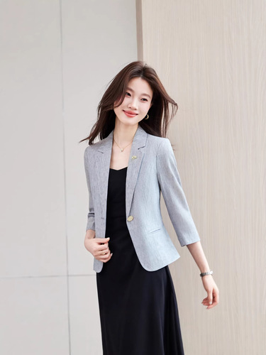 Women's 7/8 Sleeve Blazer Coat Spring Summer Autumn New Professional Casual Fashion Slim Fit Versatile Top