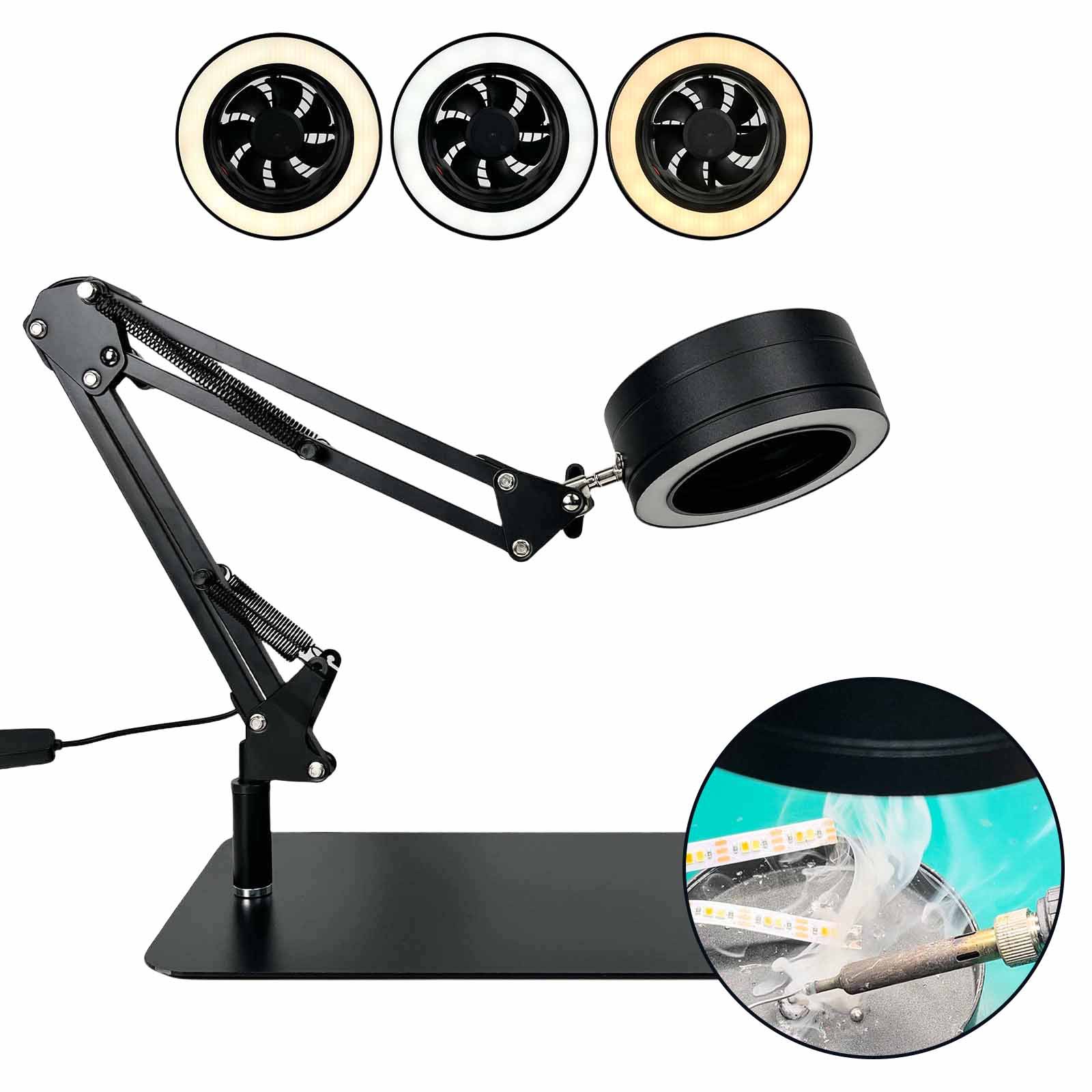 台式排烟风扇维修灯高效能烙铁焊接排烟仪散热风扇手机维修