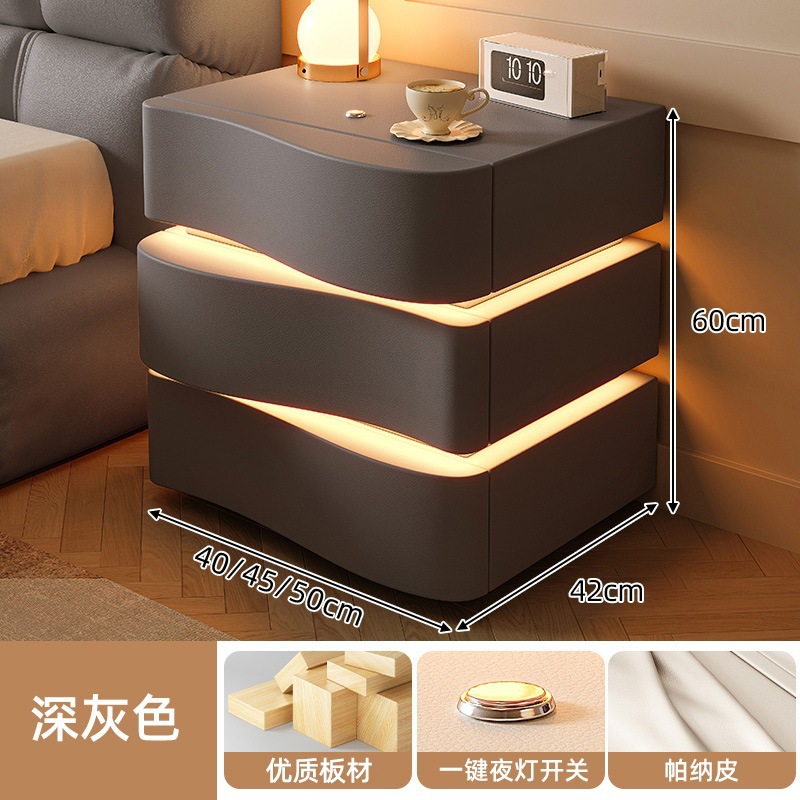 Mesita de noche de madera maciza de estilo crema, dormitorio doméstico moderno y simple, estante de gabinete de almacenamiento pequeño, creativo 2023 nuevo