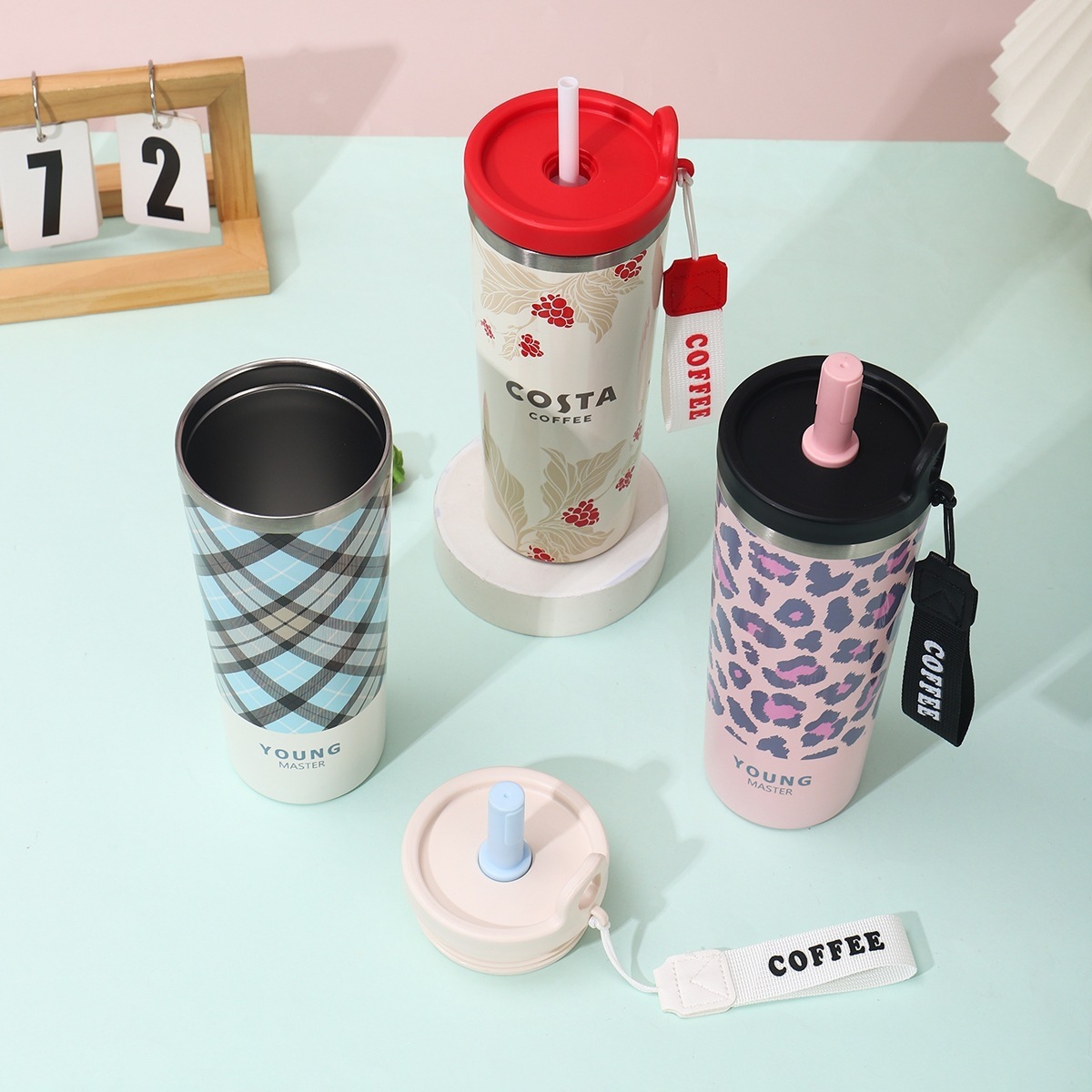 Nuevas tazas de agua de alta calidad 316 tazas de acero inoxidable tazas de café de paja de gran capacidad tazas portátiles al aire libre