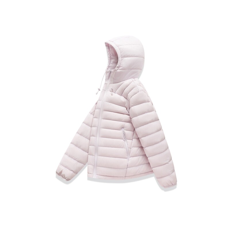 Lightweight hooded down jacket for men and women, lightweight coat with elastic cuffs, zipper pockets, outdoor warm down coat