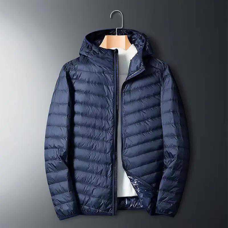 Chaqueta de algodón de terciopelo ligero para hombre chaqueta de algodón ligera casual con capucha y cuello alto corto para hombre