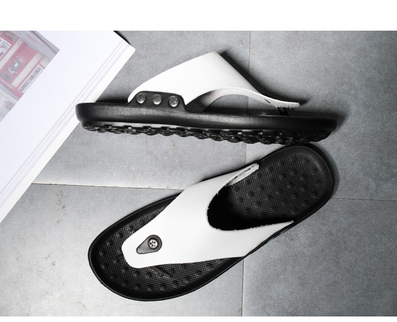 New casual men's herringbone slippers Korean version minimalist flat bottomed beach shoes fashionable and comfortable_voghion.com