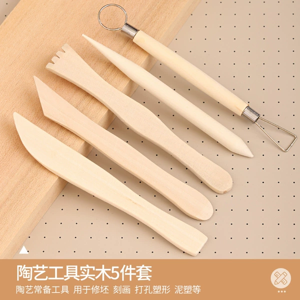 Solid wood clay sculpture tool [5 -piece set]