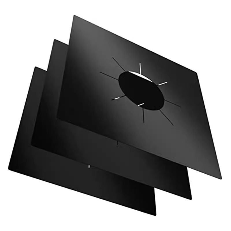 Negro estufa de gas almohadilla protectora incombustible antiadherente estufa de gas pad 0,2mm teflón antiadherente 27*27cm