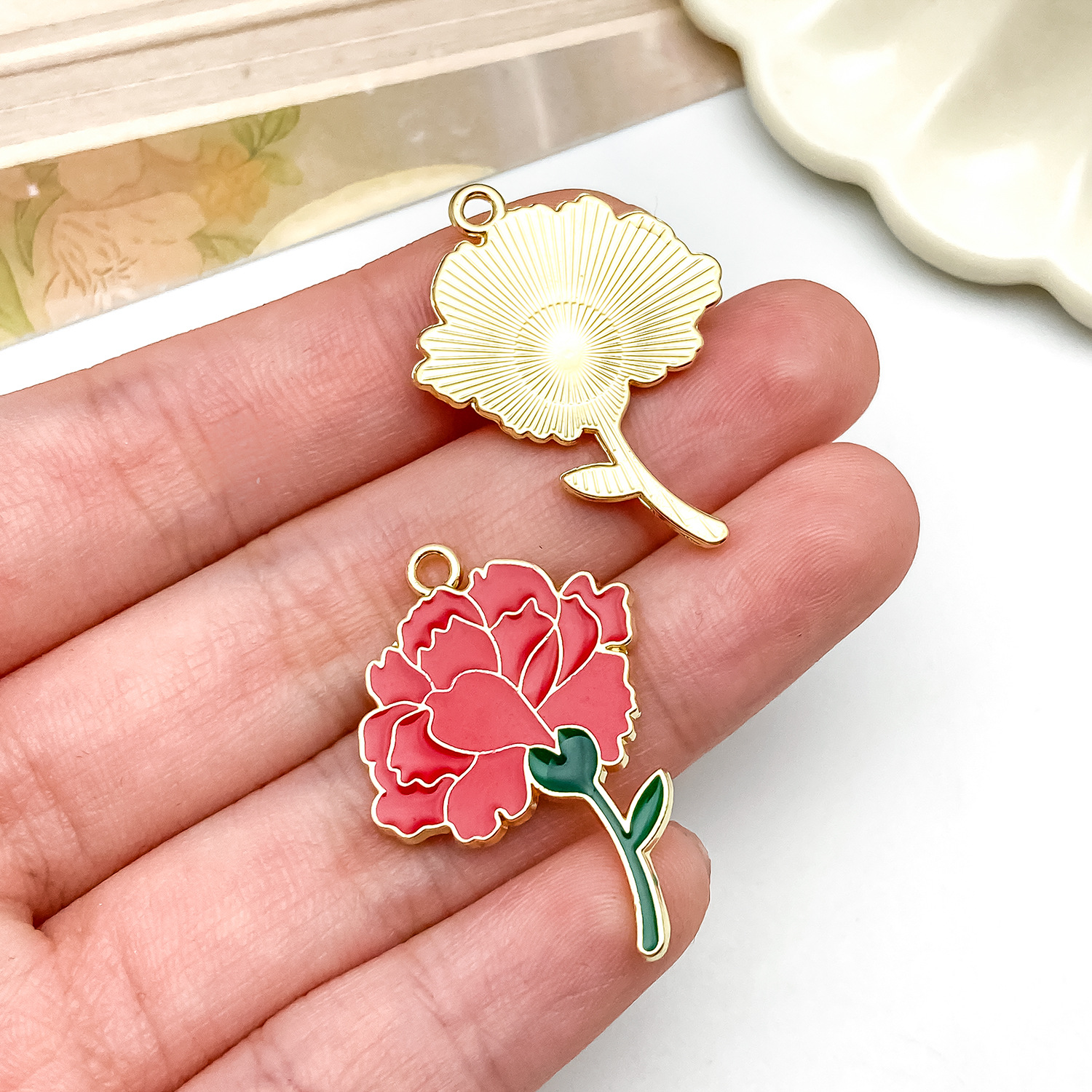 23158-XP-kc金红色滴油锌合金玫瑰花母亲节康乃馨31