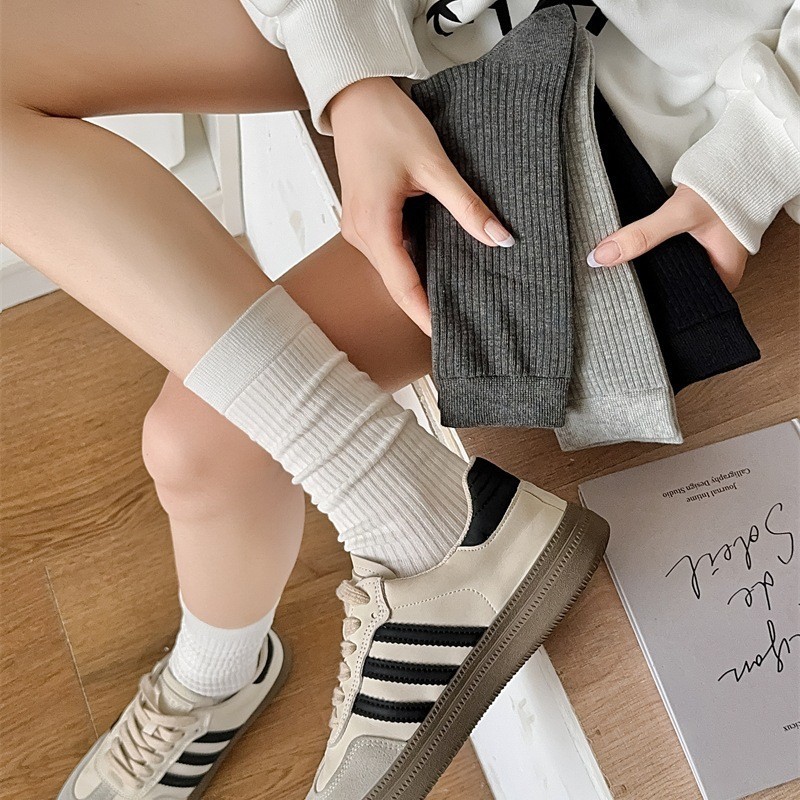 2025春秋新款女袜中筒堆堆袜女纯色安可拉红袜子拉拉百搭袜子批发|undefined