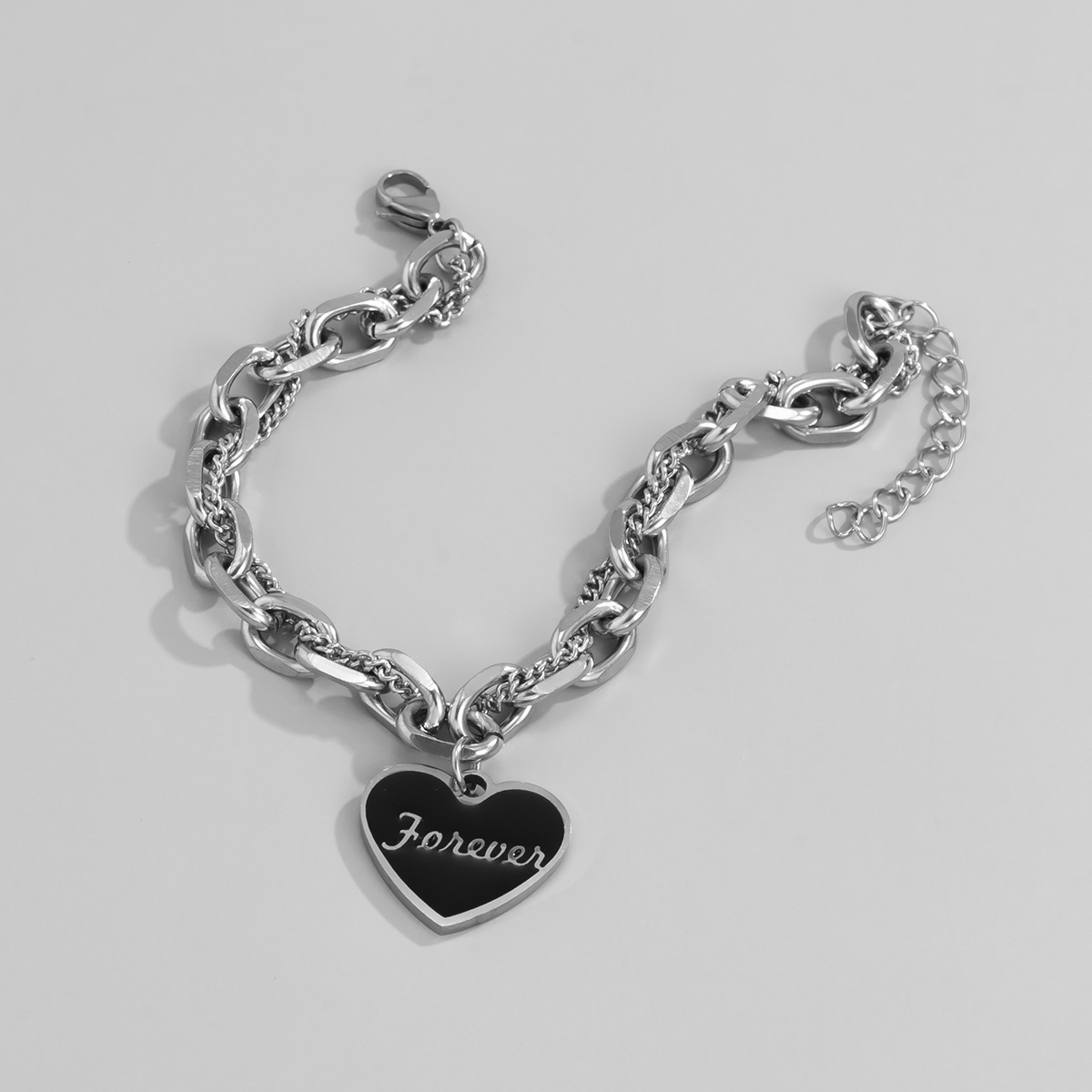 Pulsera De Cadena De Personalidad De Estudiante De Diseño De Nicho Femenino Con Letra De Acero De Titanio Que Gotea Aceite Negro display picture 4