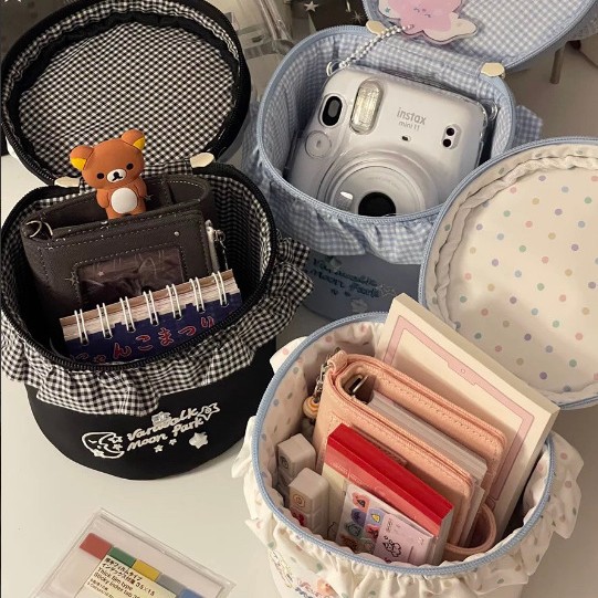 New Cute Polka Dot Makeup Bag for Women, Large Capacity, High Aesthetic Value, Ins-Style, Partitioned, Portable Travel Toiletry Organizer