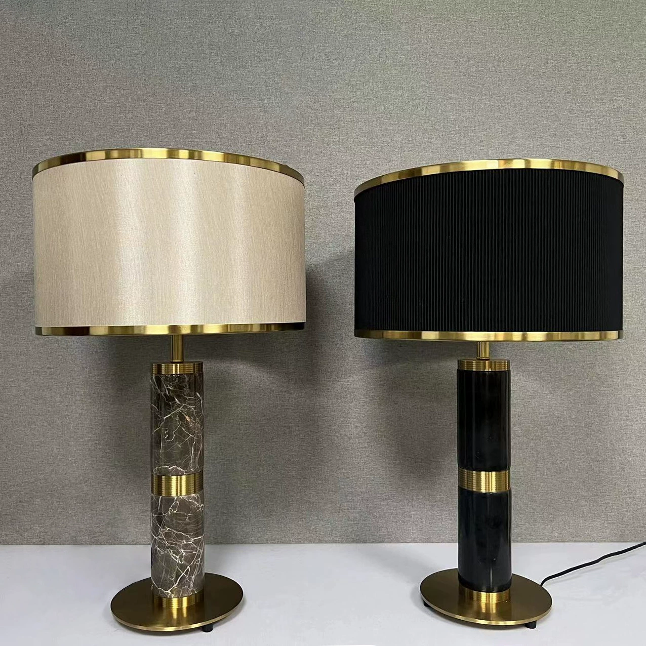 Marble design table lamp for living room, lantern for bed, light luxury style, American style, high-quality style