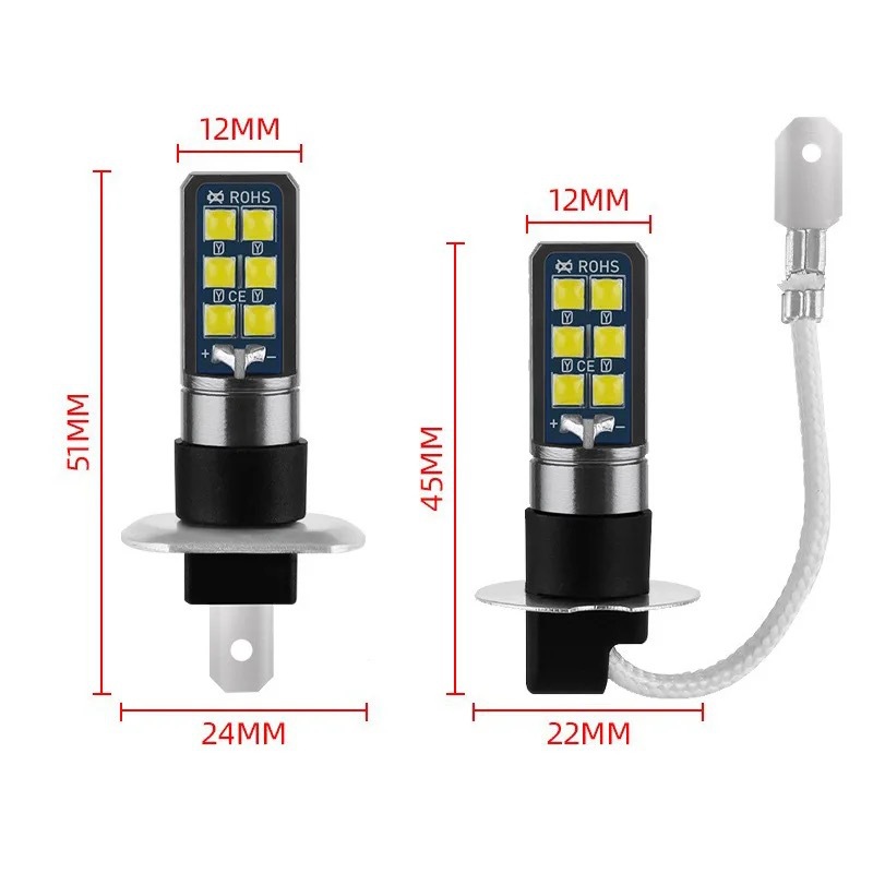 Car LED high beam fog light H1 H3 H4 3030 12SMD