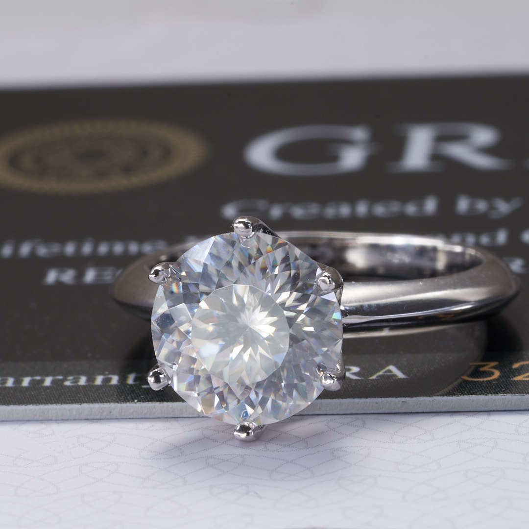 Anillo de piedra de mosaico de 123 quilates anillo de diamante clásico de mujer D buen color de fuego