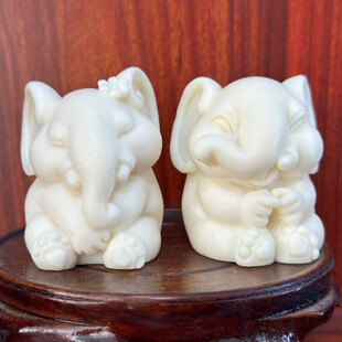 Ivory fruit carving cute and shy elephant 5.3*4.5*5cm home living room desktop crafts ornaments