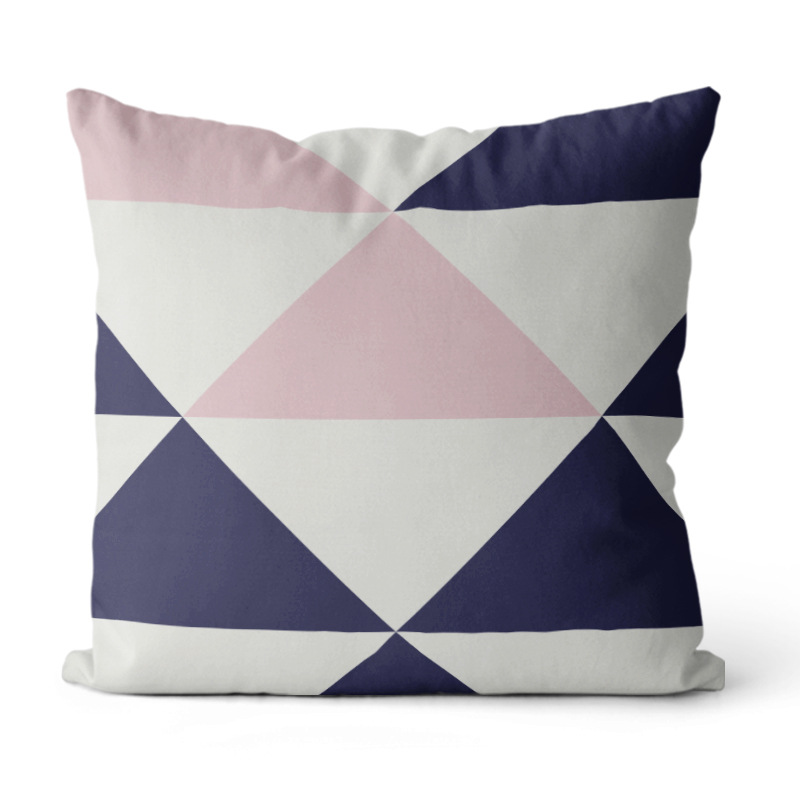 Almohada de estilo Ins simple Almohada de cabecera de viento europea y americana Impresión de sofá Funda de almohada geométrica Cojín de oficina Almohada de cintura