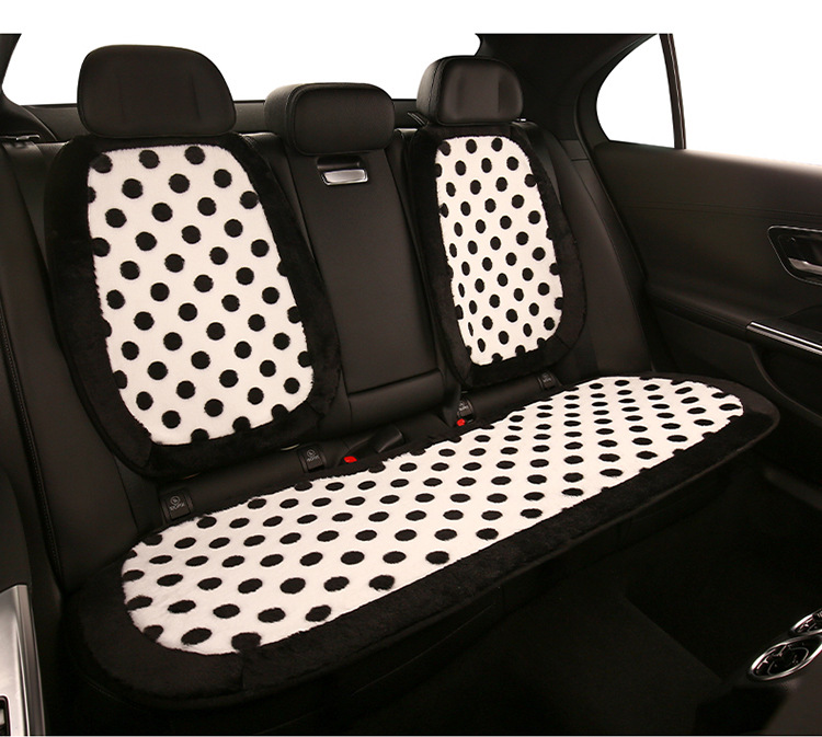 Car cushion winter short plush polka dot black and white cute women's car seat cushion seat cushion Internet celebrity polka dot seat cover