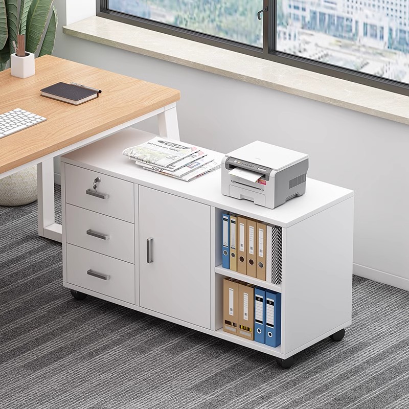 Archivador de madera, gabinete de oficina con cerradura, gabinete de almacenamiento móvil, gabinete de cajones, gabinete de almacenamiento debajo de mesa con ruedas, gabinete bajo