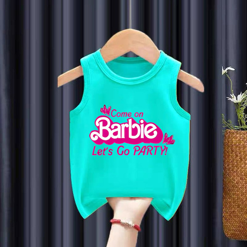 跨境外贸Come on barbie来吧 芭比电影儿童背心无袖运动服男女童