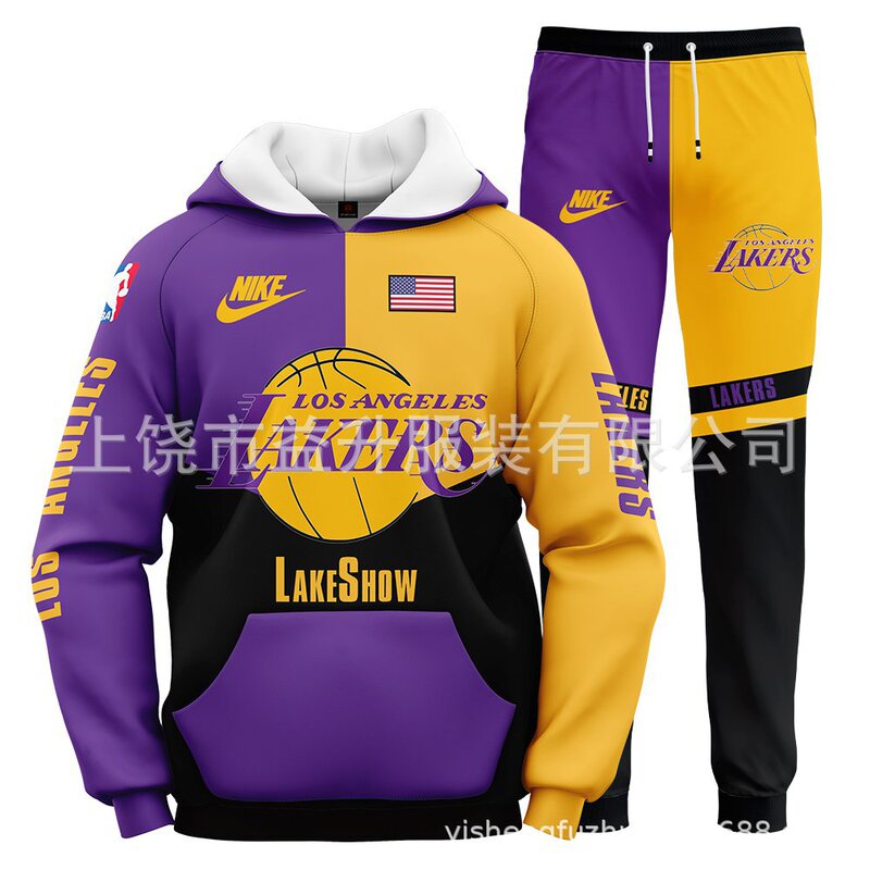 2025 Autumn New Fashion Cross-Border Trendy Brand Ice Hockey Team Hooded Sweatshirt Unisex Autumn/Winter Hoodie Set