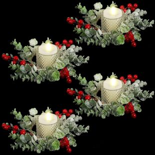 Ribbon Christmas Garland Window Door Hanging Factory Wholesale Christmas Candle Holder Garland Candle Cup Christmas Rattan Decorations