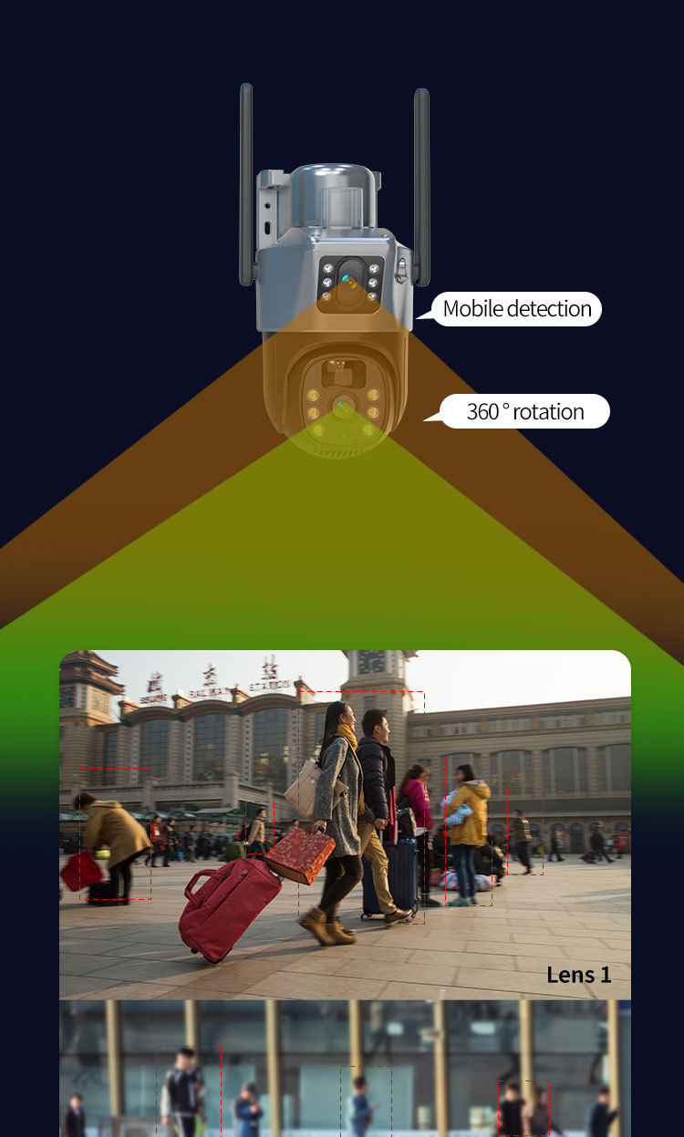 跨境 外贸太阳能监控器360度无死角手机远程室外夜视全景家用