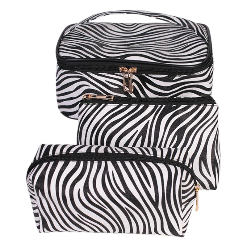 Nuevo en stock de mármol de tres piezas bolsa de cosméticos PU bolsa de lavado a prueba de agua bolsa de almacenamiento de viaje portátil de gran capacidad