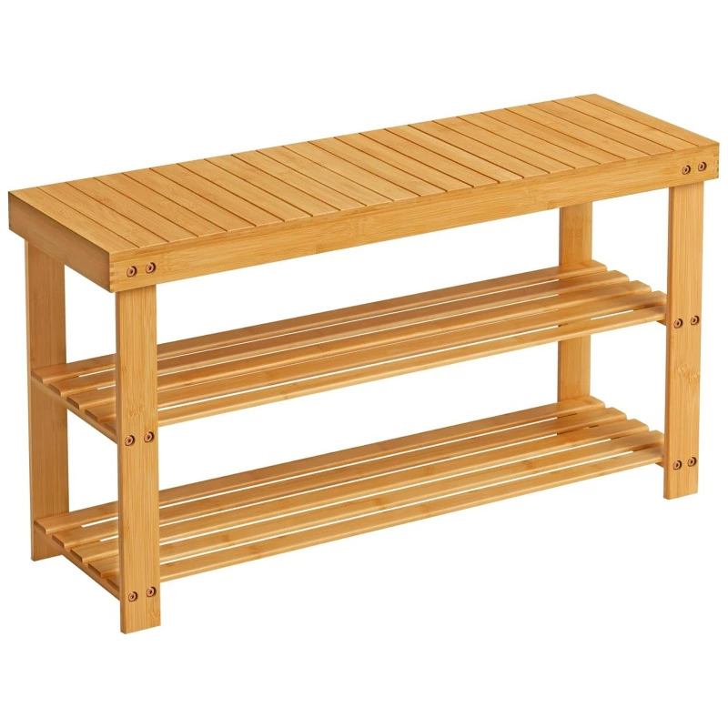 Скамейка для обуви, трехуровневый бамбуковый органайзер для обуви, скамейка для прихожей, для прихожей, ванной комнаты, спальни