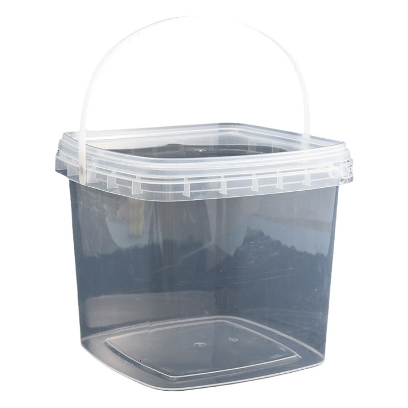 Cubo cuadrado al por mayor de la fábrica Cubo de plástico transparente Cubo de embalaje cubo redondo portátil