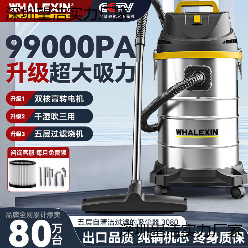 Whale Vacuum Cleaner for Home Use with Strong Suction, Suitable for Car Cleaning, Renovation, and Grout Cleaning; High-Power Industrial Vacuum Cleaner